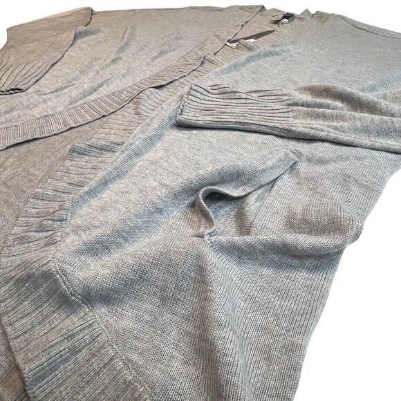 Worthington Cardigan Womens Large Gray Long Rib Open Front Pockets Soft Sweater - Picture 8 of 11